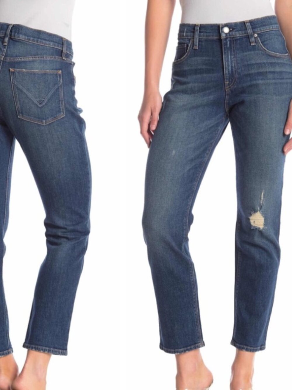 Hudson Jessi Relaxed Cropped Boyfriend Jeans Distressed Women's 29